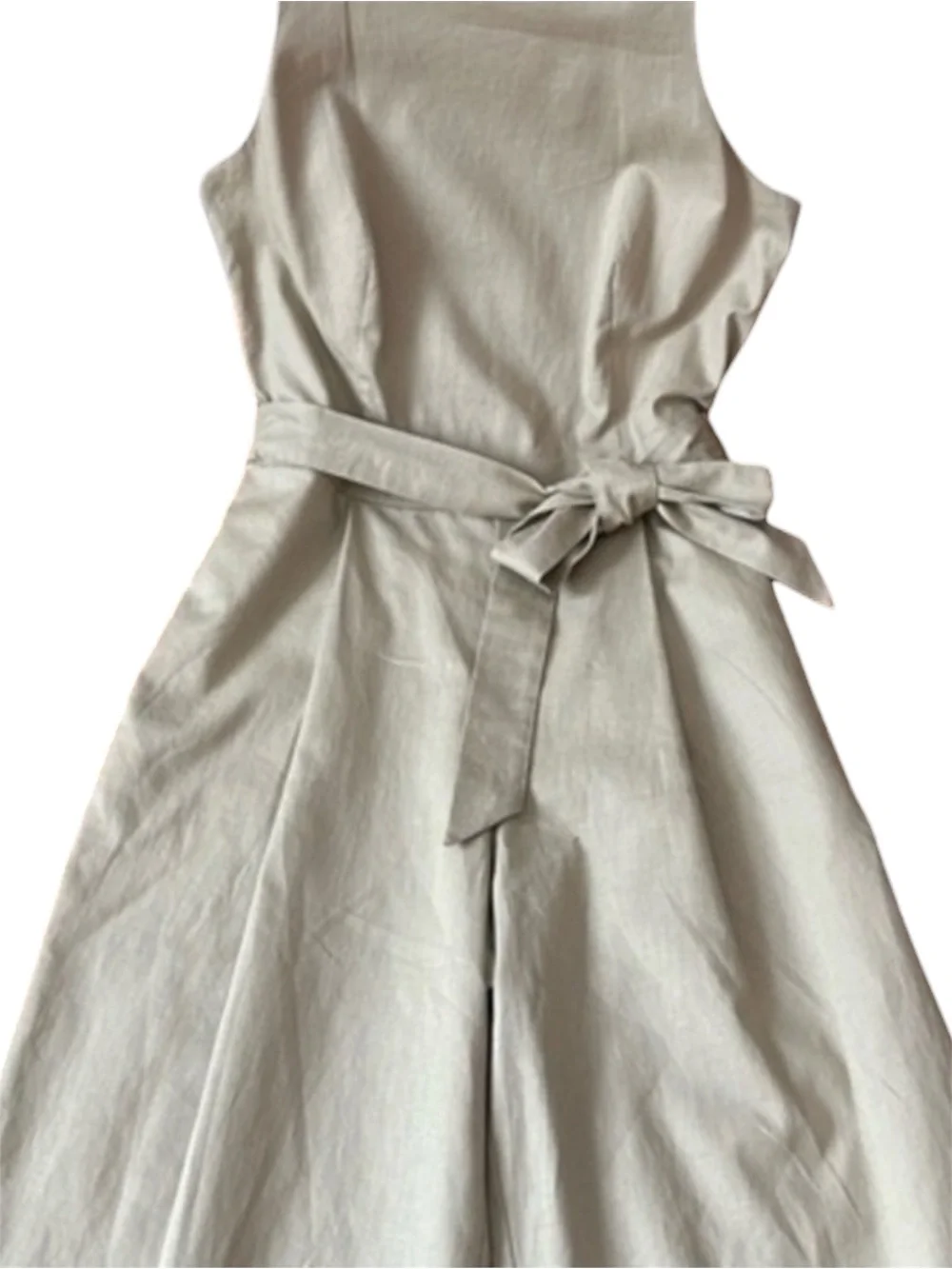 BANANA REPUBLIC Sleeveless Tie-Waist Wide-Leg Cropped Jumpsuit in Beige Size 2